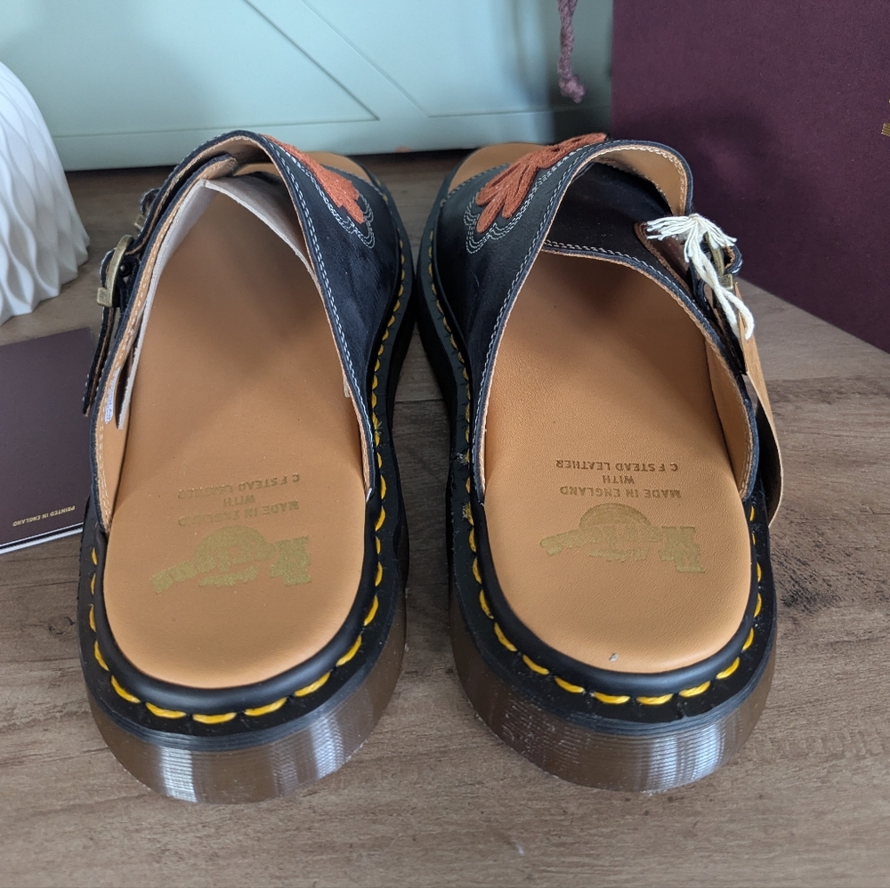 Dr. Martens Dayne Made in England Leather & Suede Applique Slides - Picture 9 of 16